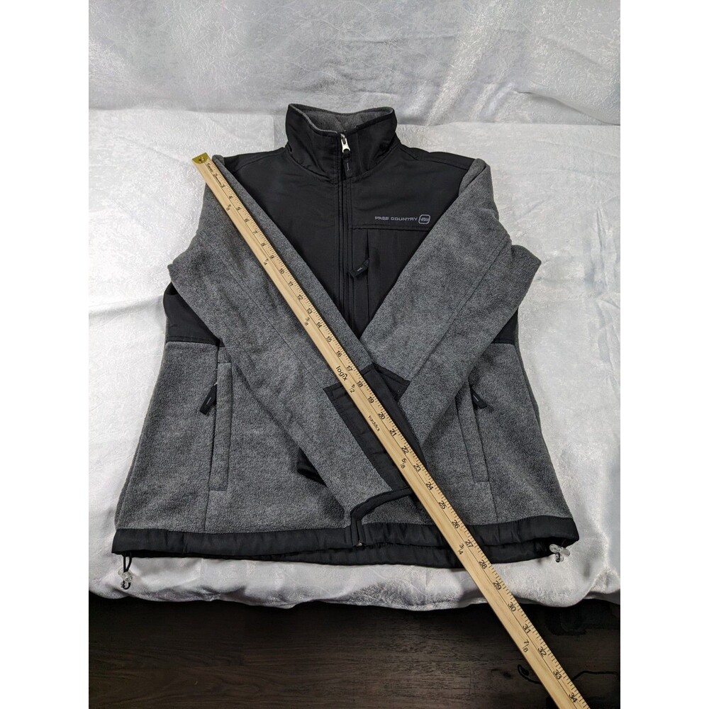 Free Country Women's Large Colorblock Fleece Hybrid Full Zip Jacket Gray Black - Picture 5 of 8